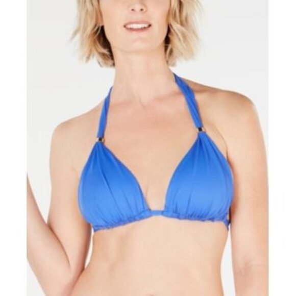 Lauren Ralph Lauren Women's Bikini Tops Sea - Sea Blue Ruched-Cup Bikini Top Siz - Picture 1 of 1